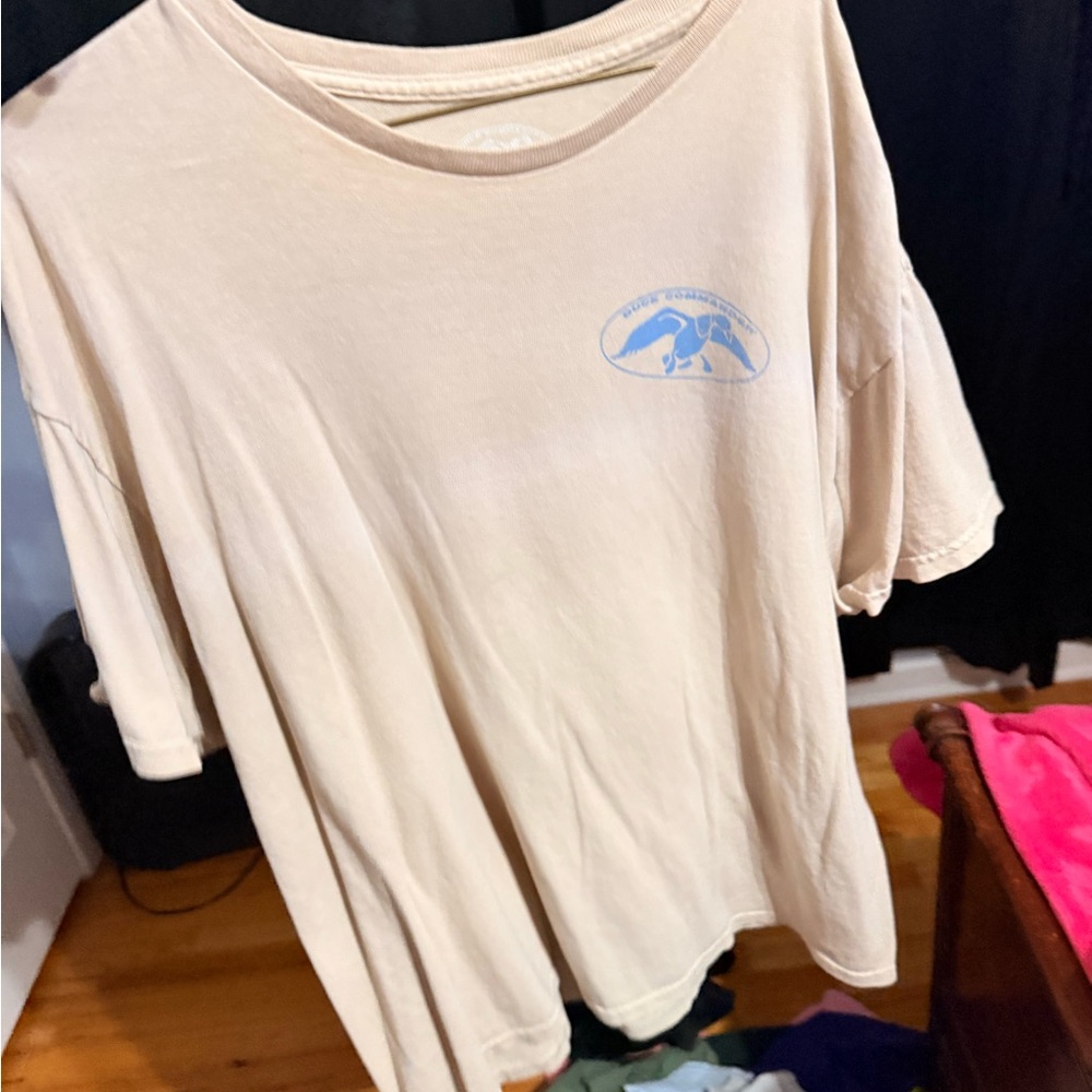 Cream T-Shirt with Blue Logo